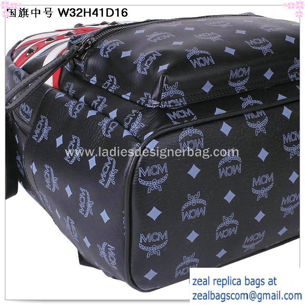 High Quality Replica Hot Sale MCM Medium Flag of UK Backpack MC5173 Black - Click Image to Close